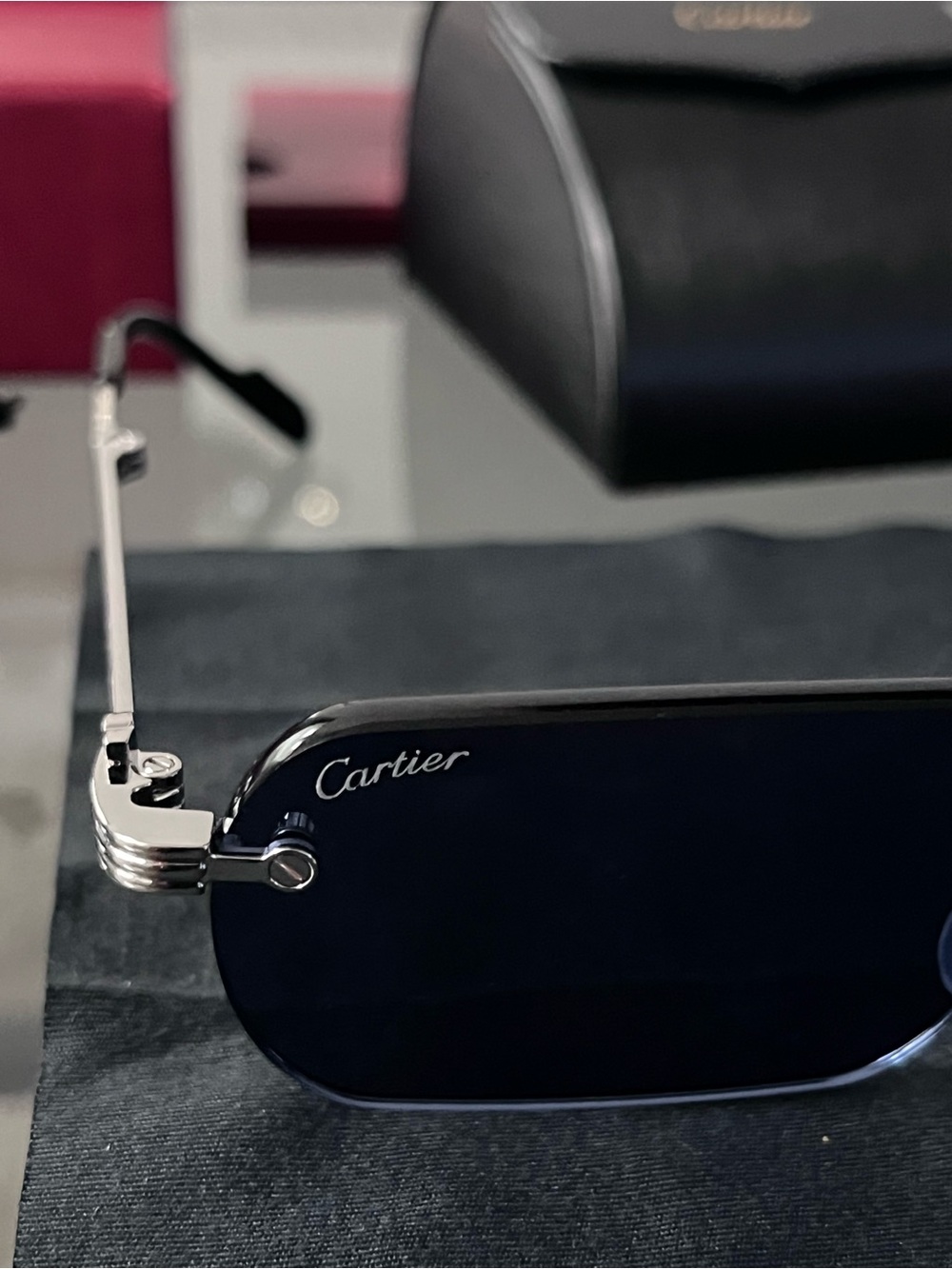 Cartier Silver Metal Eyewear Arm